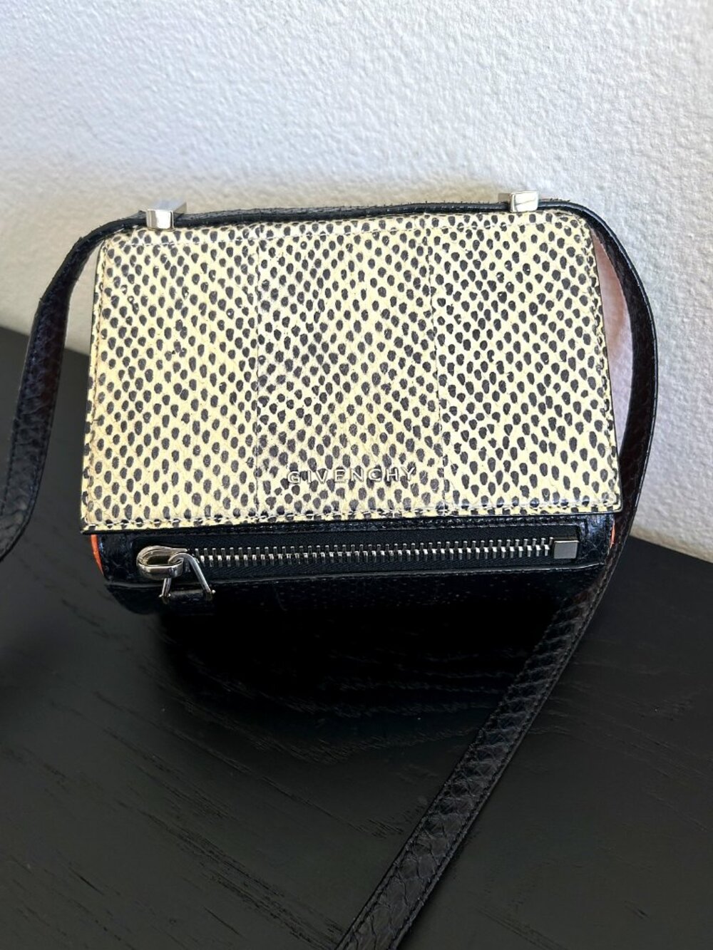 Givenchy Small Pandora Snakeskin Tricolor Crossbody Bag with Strap Dustbag